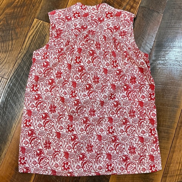 Derek Lam Red Floral Tie Neck Sleeveless Top Women’s Size 38 (US 6) 100% Cotton - Picture 9 of 9